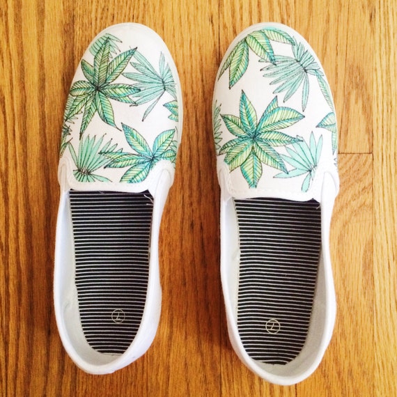 Leaf Print Canvas Shoes by shoesbyjaime on Etsy