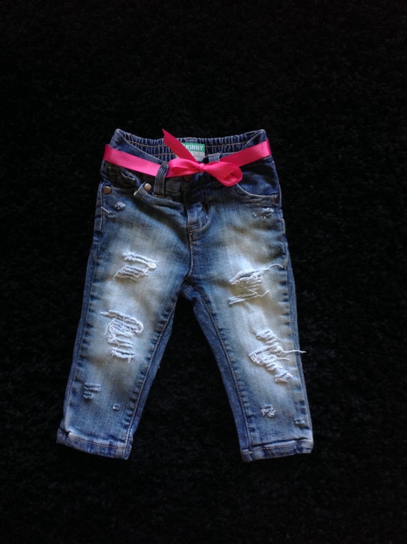Baby girl jeans by DestroyedBySnow on Etsy