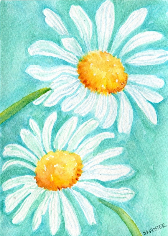 Shasta Daisies Watercolors Paintings original by SharonFosterArt