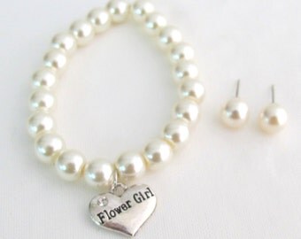 Flower Girl Bracelet, Flower girl Jewelry,Personalized Children Jewelry Child Bracelet,Flower Girl Gift ,Ivory Bracelet Free Shipping In USA