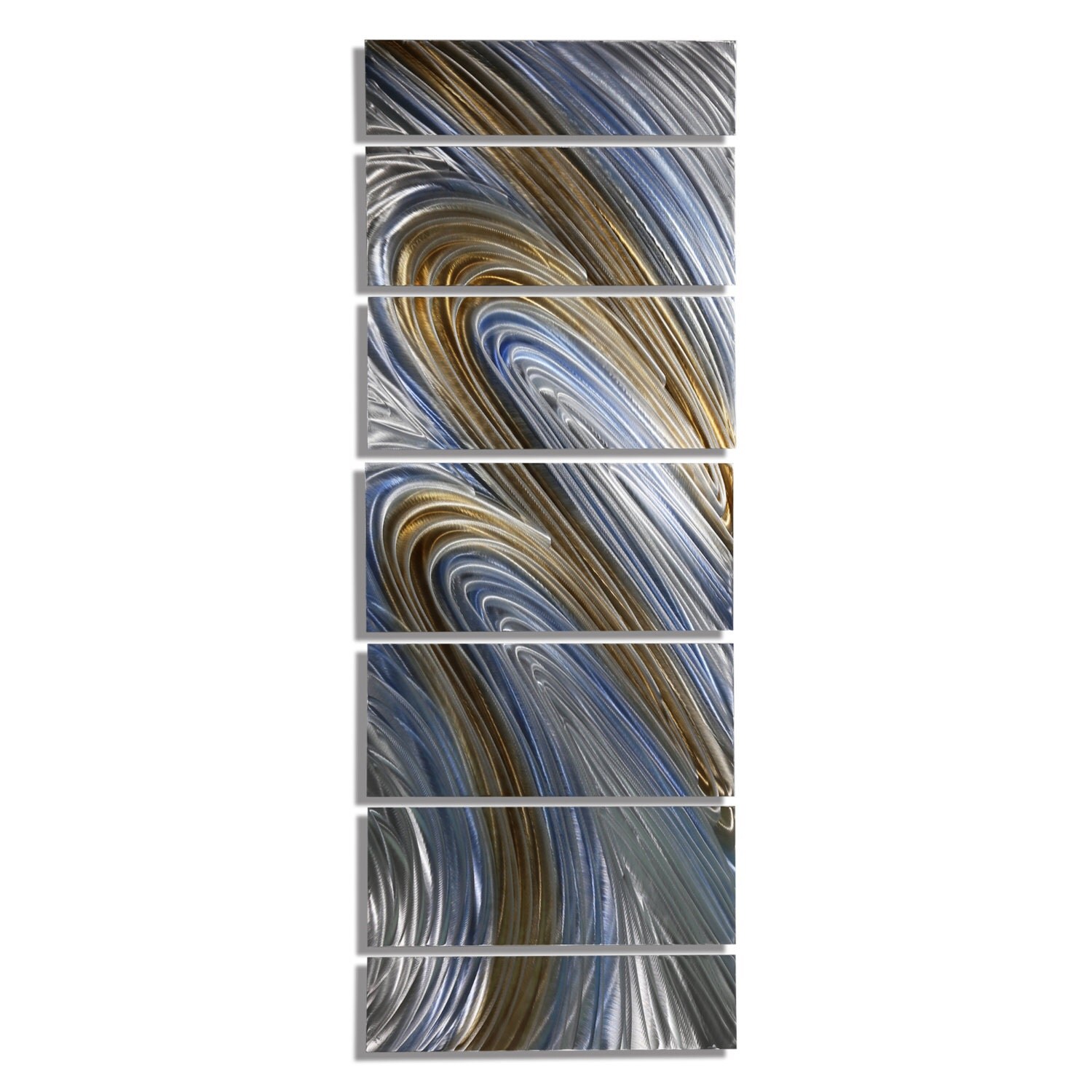 Blue Silver Gold Modern Metal Wall Art by JonAllenMetalArt