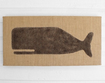 Cachalot Whale - 12 x 24 Burlap over Cork Message Board, Pin Board, Memo Board, Bulletin Board - Nautical Design