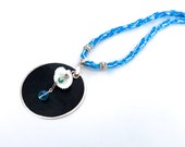 Blue Shell Pendant Kumihimo Necklace