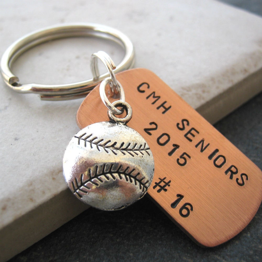 Personalized BASEBALL Keychains Baseball player school name