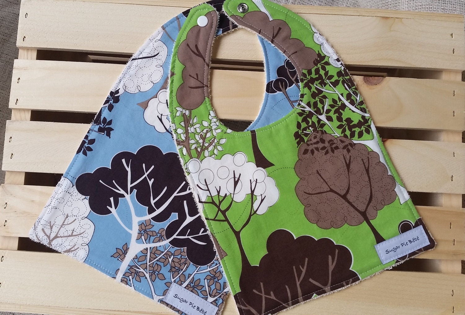 Baby Bibs / Neutral Baby Bibs / Unisex Baby Bibs / Nature Baby Bibs / Tree Bibs by Sugar Pie Bebe