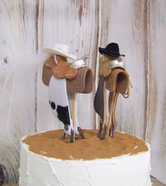 Western Saddle Cake TopperWedding Cake TopperBride and Groom