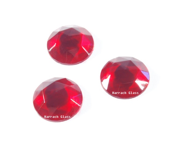 Stained Glass Jewels. 4 Red faceted glass jewels. by HarrachGlass