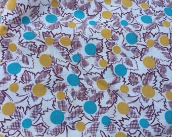 Vintage Teal and Yellow Print Feed Sack/Feedsack Fabric (No Longer a Sack)