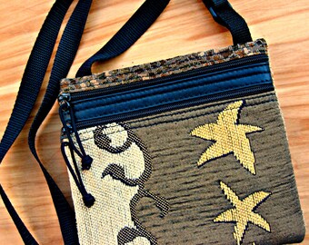 ... and Leather Shoulder Bag (medium) - Flat Purse - Handmade in Oregon