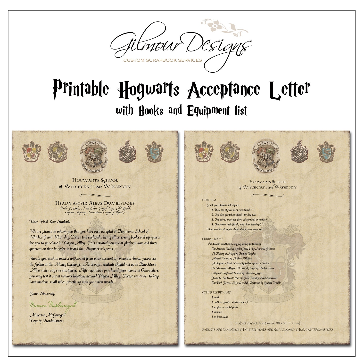 Harry Potter Hogwarts Acceptance Letter Printable with book