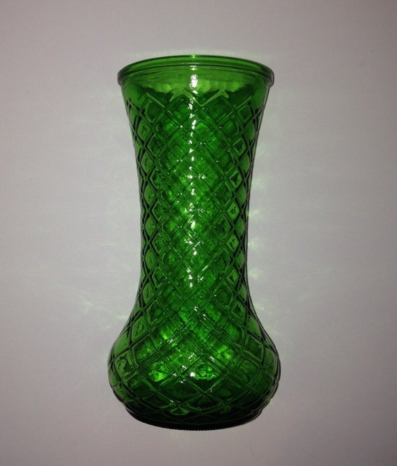 Vintage Hoosier Glass Green Vase 4087 Free by melangeatrois