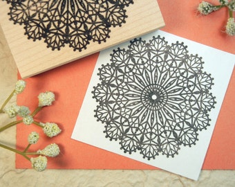 Lace Doily Rubber Stamp - Original Art by Blossom Stamps