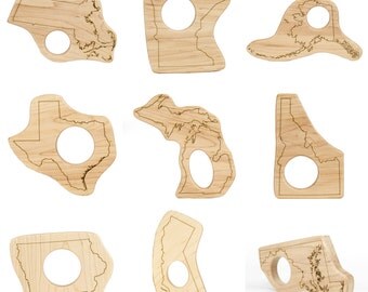 US States Wood Toy Teether - Wooden Teether - Baby Teether - Wood Baby Toy - Handmade Wood Toy - TE17