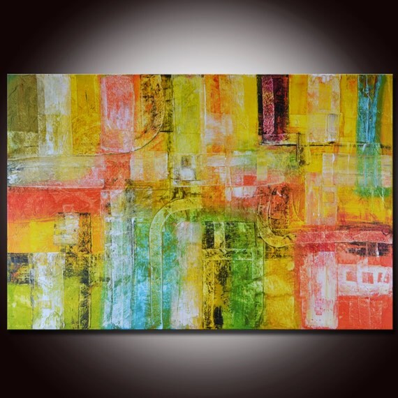 Pittura astratta colorato grande astratta arancio rosso di andrada