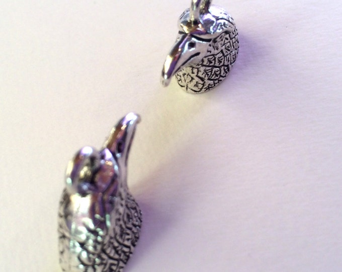 Pair of Pewter Eagle Head Charms with Hollow Bottom