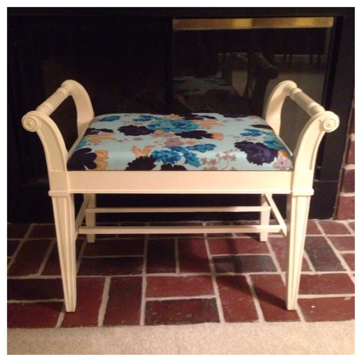 Shabby Chic Bench Vanity Bench Refinished Furniture Vanity