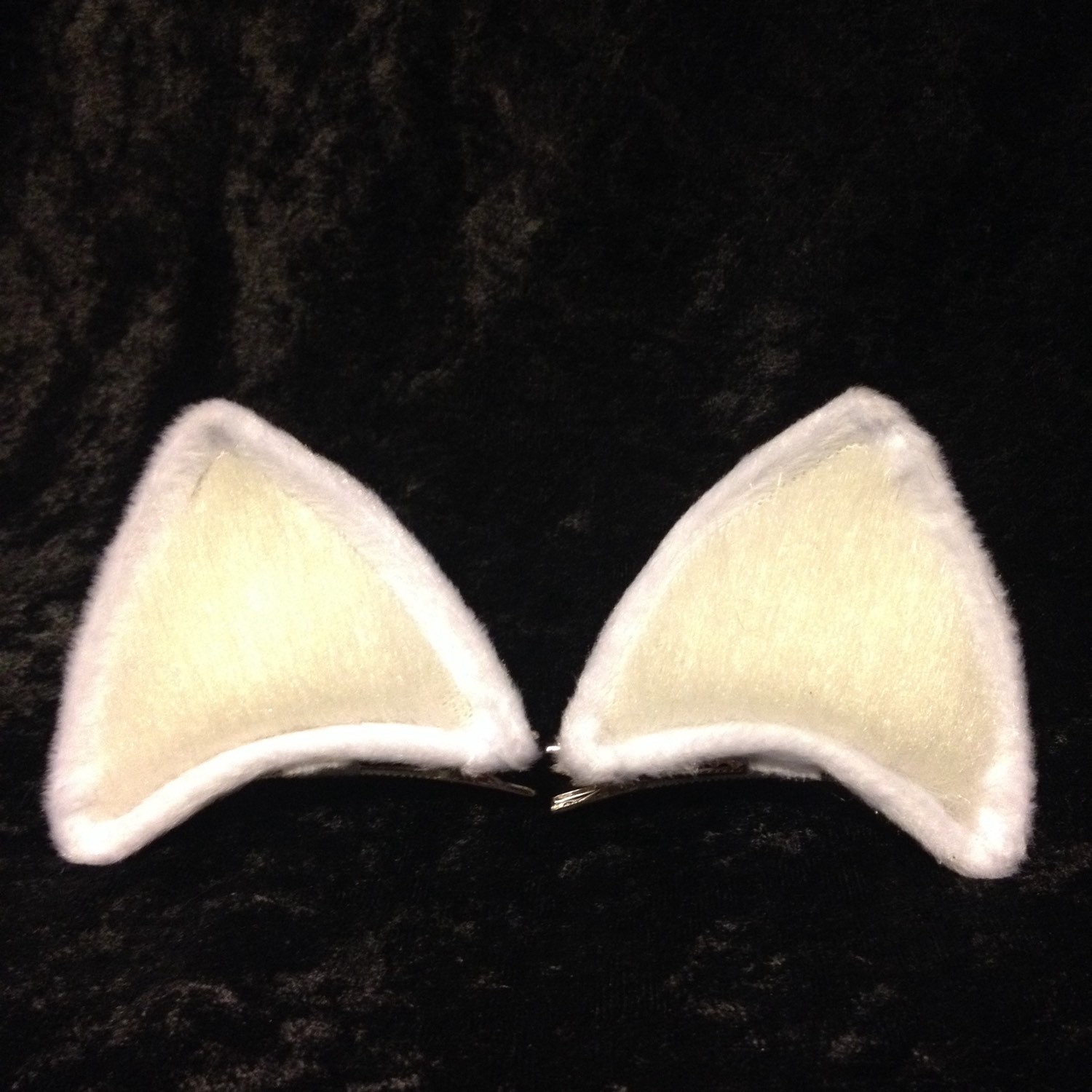 Clip On Cat Ears Pink and White Costume LED Kitty Rave