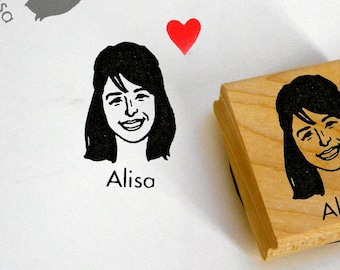 Personalized gift Custom stamp portrait / self ink / wood block mount / mothers' day cards face him her mail stationery birthday bridesmaids