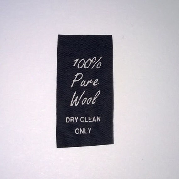 100% Wool Printed Care Labels in black Package of 100 Number