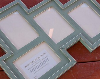 MULTI 4 Opening 5x7 distressed pine collage Frame holds 3 5x7's in portrait position and 1 5x7 in landscape ..arrowroot...Handmade