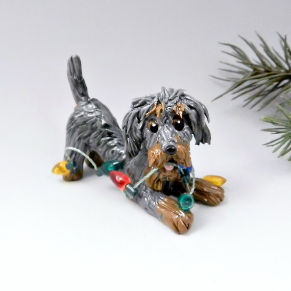 Dachshund WireHaired Christmas Ornament Figurine by TheMagicSleigh