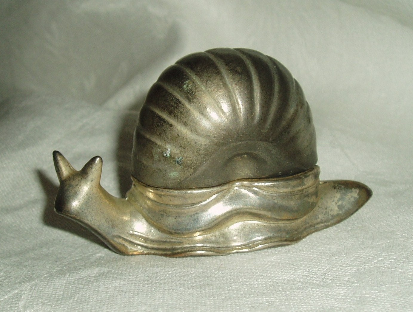 Metal Vintage Snail with Hinged Lid Snail Caviar Dish by Shab2Chic