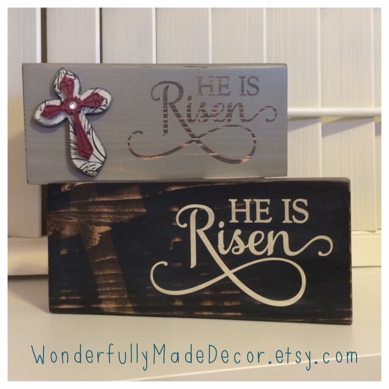 He Is Risen wood sign . Easter decor . by WonderfullyMadeDecor