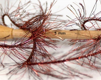 metallic eyelash yarn . copper forest . 1 skein ice yarn 54yds . dark brown copper sparkle glitz glitter eyelash fun fur novelty yarn