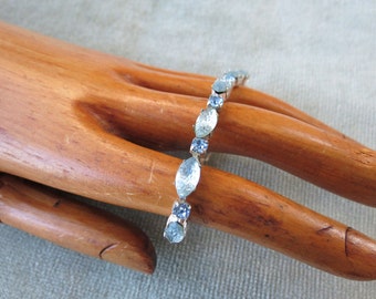 Two Tone Blue Vintage Rhinestone Bracelet / Prong Set Stones