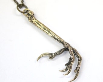 Raven Claw Necklace Bronze Crow Claw Necklace Bird Claw Pendant Necklace 452