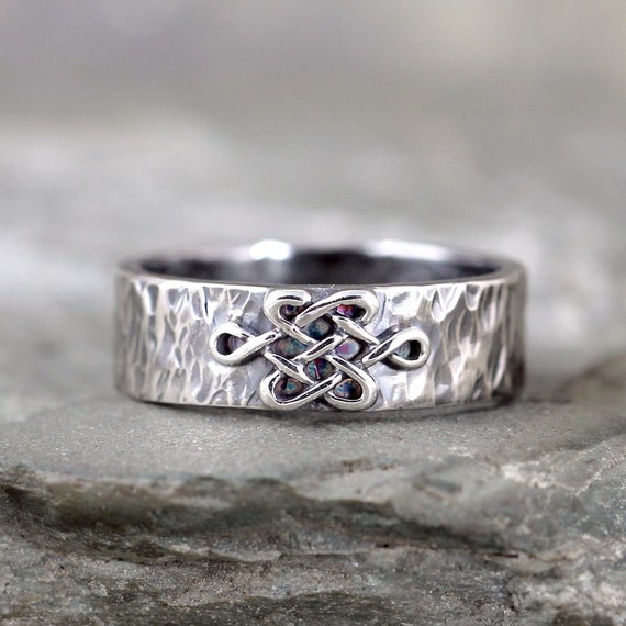 ... Wedding Band - Men's or Ladies - Hammered Finish Bands - Celtic Knot