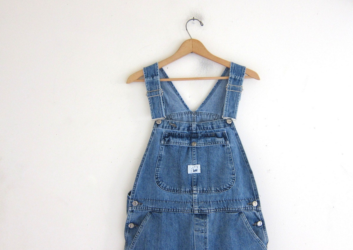 Vintage 90s Bib Overalls Jean Shorts. Lee bibs. Women's