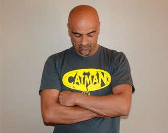 Mens funny tshirt, Cat shirt, funny tshirts, superhero, boyfriend gift, cat dad, funny tees, cats, mens tshirt, CatMan, gift for dad, rctees
