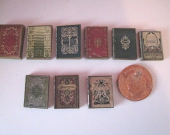 DollhouseTudor books, Medieval miniature books, set of nine, twelfth scale dollhouse miniature