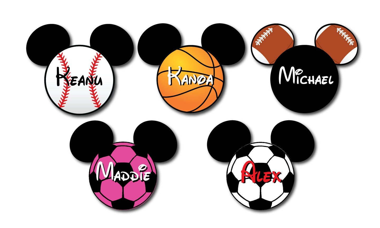 Personalized SPORTS Mickey  Mouse  Head Magnet  for by 