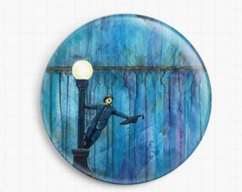 Needle Minder - Licensed Art By Robert Bretz- Singing In The Rain Cross Stitch Keeper - Fridge Magnet