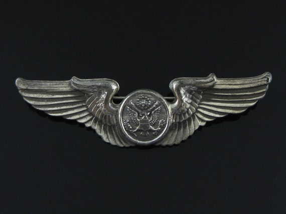 Vintage Pilot Wings Sterling Silver WWII US Military Army Air