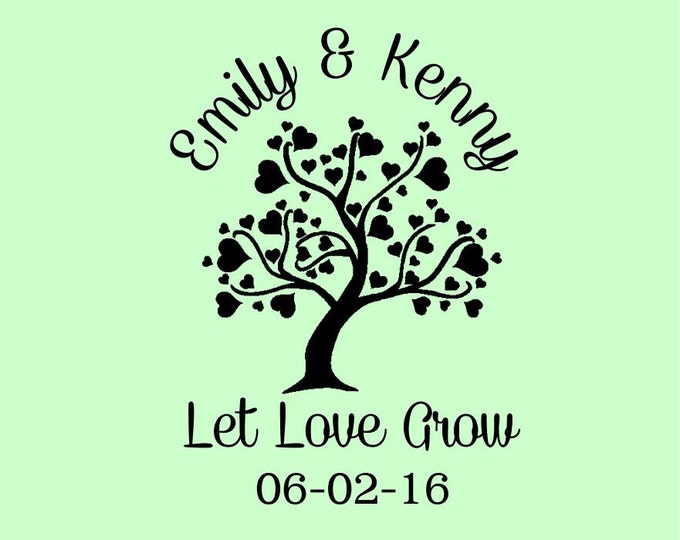 Personalized Custom Made Handle mounted wedding rubber stamps Let Love Grow W44