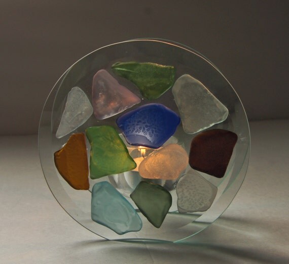 Sea Glass Candle Holder
