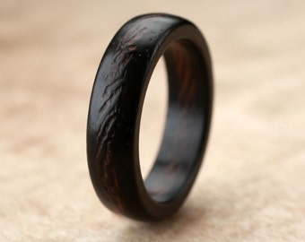 Ebony Wenge Wood Ring- 6mm