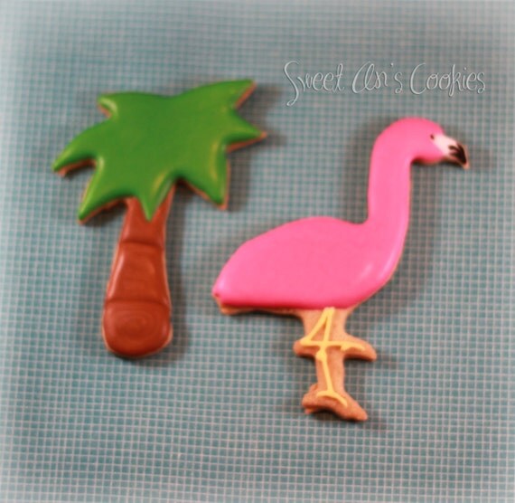 Dozen Shortbread Flamingo Cookies Assorted by SweetAnsCookies