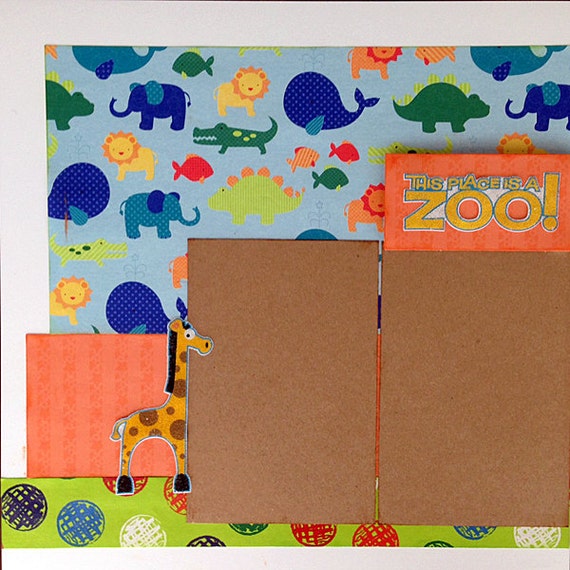 12x12 2 page Zoo Scrapbook Layout Kit