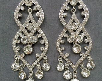 6 pcs Crystal Rhinestone Chandelier Earring Finding Bridal Earwire Bridal Wedding Earring Finding Ear Wire Silver Plated EF042