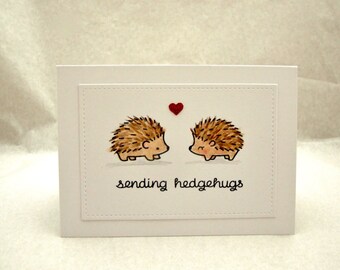 Hedgehog Birthday Card, Hedgehog Anniversary Card, Sending Hedgehugs Birthday Card, Sending Hedgehugs Anniversary Card, Heggie Birthday Card
