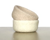 Felt Bowl Ivory Almond Beige Neutral Colors Knitted Felted Basket Catch All Potpourri Container Storage
