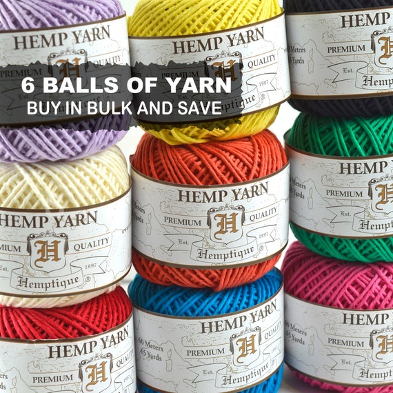 Hemp Cotton Yarn 6 Balls Hemp Knitting Yarn by HempBeadery