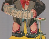 Mechanical Valentine Day's Card Red-Hair Boy Shuffling Cards Diecut Vintage