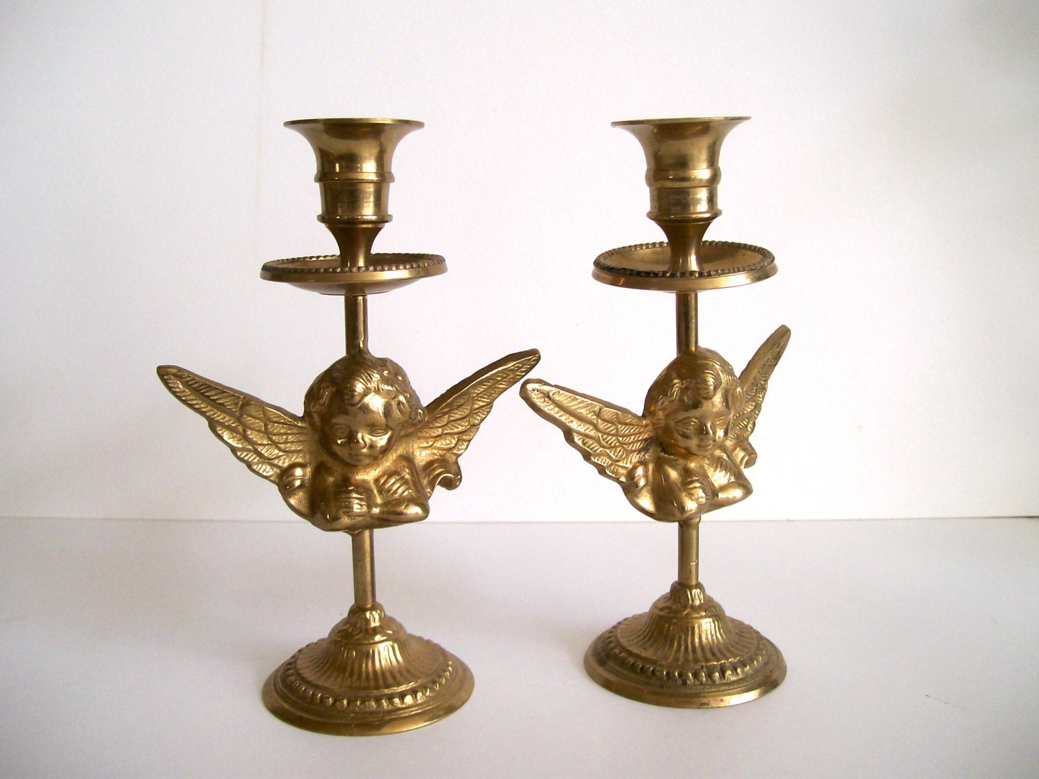 Set of Brass Angel Candle Holders