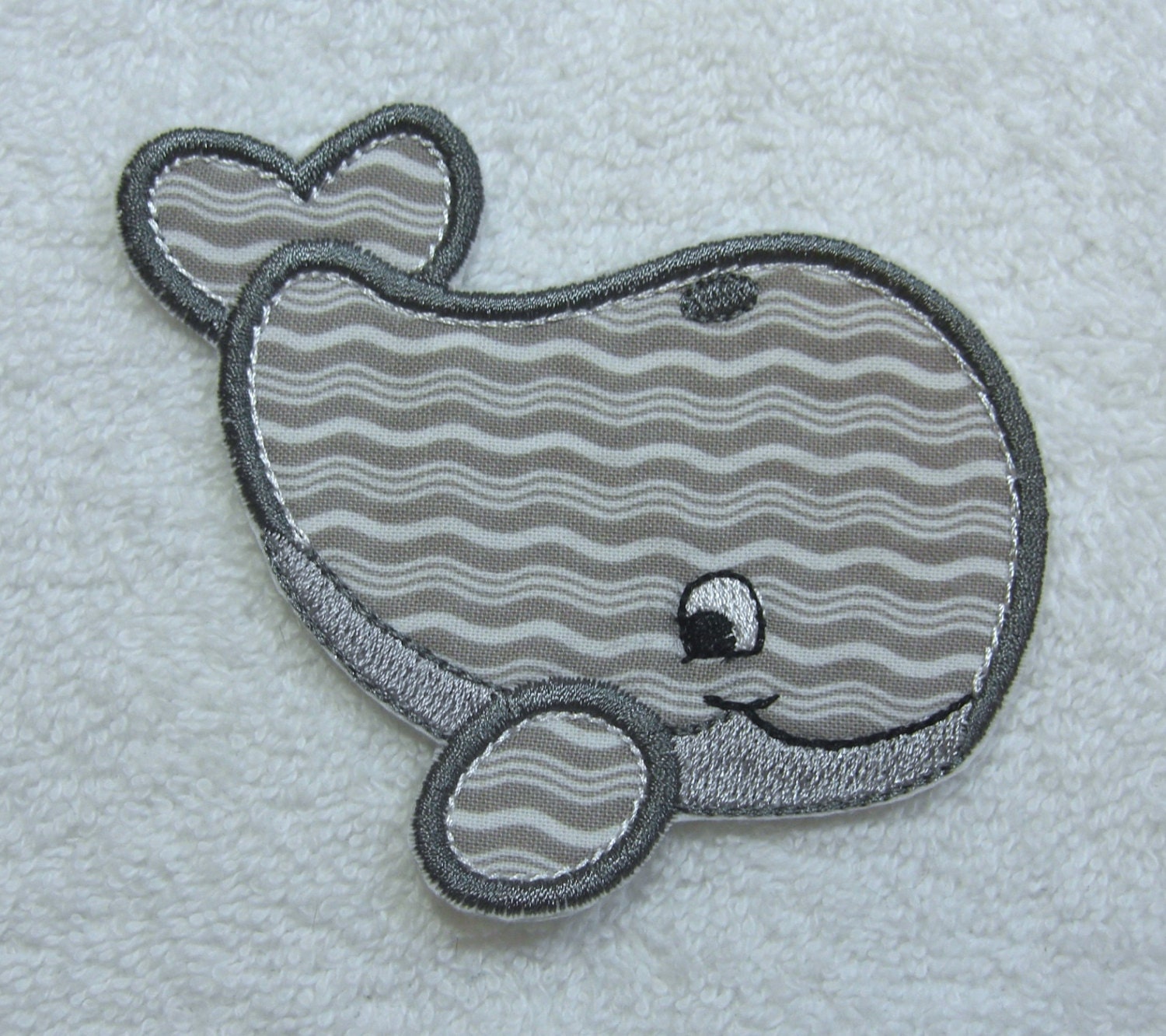 Whale Fabric Embroidered Iron On Applique Patch Ready to Ship