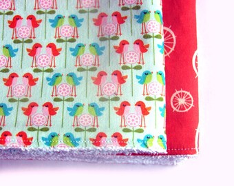 Happy birds burp cloths, set of 2